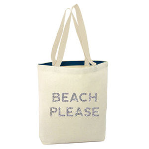 Sequin "Beach Please" Canvas Tote Bag